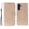 Custodia in pelle con motivo in rilievo Sun Mandala per Samsung Galaxy S25+ / S24+ 5G (oro rosa)