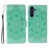 Custodia in pelle con motivo a rilievo Sun Mandala per Samsung Galaxy S25+ / S24+ 5G (verde)