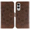 Custodia in pelle con motivo in rilievo Sun Mandala per Samsung Galaxy S25 Edge 5G (marrone)