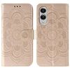 Custodia in pelle con motivo in rilievo Sun Mandala per Samsung Galaxy S25 Edge 5G (oro rosa)