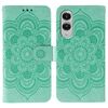 Custodia in pelle con motivo a rilievo Sun Mandala per Samsung Galaxy S25 Edge 5G (verde)