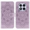 Custodia in pelle con motivo in rilievo Sun Mandala per Redmi Note 14 Pro 4G / 5G / Note 14 Pro+ (viola)