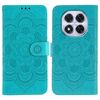 Custodia in pelle con motivo in rilievo Sun Mandala per Redmi Note 14 Pro 4G / 5G / Note 14 Pro+ (blu)