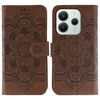 Custodia in pelle per telefono con motivo in rilievo Sun Mandala per Redmi Note 14 5G (marrone)