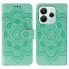 Custodia in pelle con motivo a rilievo Sun Mandala per Redmi Note 14 5G (verde)