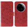 Custodia in pelle con motivo a rilievo Mandala per Xiaomi 15 Ultra Sun (rosso)