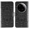 Custodia in pelle con motivo a rilievo Mandala per Xiaomi 15 Ultra Sun (nera)