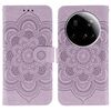Custodia in pelle per telefono Xiaomi 15 Ultra Sun Mandala con motivo in rilievo (viola)