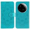 Custodia in pelle con motivo a rilievo Mandala per Xiaomi 15 Ultra Sun (blu)