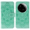 Custodia in pelle con motivo a rilievo Mandala per Xiaomi 15 Ultra Sun (verde)