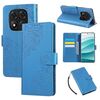 Custodia in pelle con 3 slot per carte di credito e motivo a fiori di rosa per Redmi Note 14 Pro 4G (blu)