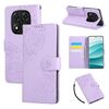 Custodia in pelle con 3 slot per carte di credito e motivo a fiori di rosa per Redmi Note 14 Pro 4G (viola)