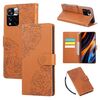 Custodia in pelle con 3 slot per carte di credito e motivo a fiori di rosa per Redmi Note 11 Pro+ (marrone)