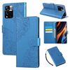 Custodia in pelle con 3 slot per carte di credito e motivo a fiori di rosa per Redmi Note 11 Pro+ (blu)