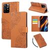 Custodia in pelle con 3 slot per carte di credito e motivo a rose in rilievo per Redmi Note 11S / 12S 4G (marrone)