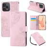 Custodia in pelle con 3 slot per carte di credito e motivo a fiori di rosa per Redmi Note 12 Turbo / Poco F5 (rosa)