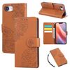 Custodia in pelle con 3 slot per carte di credito e motivo a fiori di rosa per iPhone 16e (marrone)