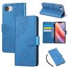 Custodia in pelle con 3 slot per carte di credito e motivo a fiori di rosa per iPhone 16e (blu)
