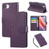 Custodia in pelle con 3 scomparti per carte di credito e motivo a fiori di rosa per iPhone 16e (viola scuro)