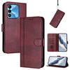 Custodia in pelle retrò con fibbia a 9 linee per Tecno Spark Go 2022 / 8C / 9 Line Splicing (rosso vino)