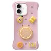 Custodia antiurto per iPhone 16 Plus con fori colorati fai da te e motivo a frutta (rosa)