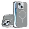 Custodia per iPhone 15 con supporto per obiettivo in silicone organico MagSafe (grigio)