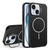 Custodia per iPhone 15 con supporto per obiettivo in silicone organico MagSafe (nero)