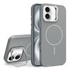 Custodia per iPhone 16 con supporto per obiettivo in silicone organico MagSafe (grigio)