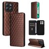 For Honor X8b 4G Cubic Grid Texture Flip Leather Phone Case(Brown)