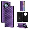 For Honor X60 5G / X9c Smart Cubic Grid Texture Flip Leather Phone Case(Purple)