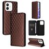 For Honor X60i 5G Cubic Grid Texture Flip Leather Phone Case(Brown)