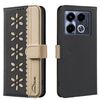 For Infinix Note 40 4G Splicing Color Hollow Flower Pattern RFID Leather Phone Case(Black)