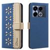 For Infinix Note 40 4G Splicing Color Hollow Flower Pattern RFID Leather Phone Case(Dark Blue)