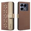 For Infinix Note 40 4G Splicing Color Hollow Flower Pattern RFID Leather Phone Case(Brown)