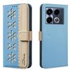For Infinix Note 40 4G Splicing Color Hollow Flower Pattern RFID Leather Phone Case(Baby Blue)
