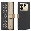 For Infinix Note 40 Pro / 40 Pro+ Splicing Color Hollow Flower Pattern RFID Leather Phone Case(Black)