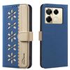 For Infinix Note 40 Pro / 40 Pro+ Splicing Color Hollow Flower Pattern RFID Leather Phone Case(Dark Blue)