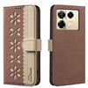 For Infinix Note 40 Pro / 40 Pro+ Splicing Color Hollow Flower Pattern RFID Leather Phone Case(Brown)