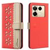For Infinix Note 40 Pro / 40 Pro+ Splicing Color Hollow Flower Pattern RFID Leather Phone Case(Red)