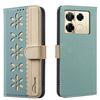 For Infinix Note 40 Pro / 40 Pro+ Splicing Color Hollow Flower Pattern RFID Leather Phone Case(Green)