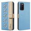 For OPPO A72 / A52 / A92 Splicing Color Hollow Flower Pattern RFID Leather Phone Case(Baby Blue)
