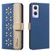 For OPPO A96 5G / Reno7 Z 5G Splicing Color Hollow Flower Pattern RFID Leather Phone Case(Dark Blue)