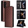For Samsung Galaxy Z Fold6 Cubic Grid Texture Flip Leather Phone Case(Brown)