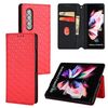 For Samsung Galaxy Z Fold3 Cubic Grid Texture Flip Leather Phone Case(Red)