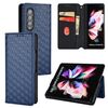 For Samsung Galaxy Z Fold3 Cubic Grid Texture Flip Leather Phone Case(Blue)
