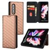 For Samsung Galaxy Z Fold3 Cubic Grid Texture Flip Leather Phone Case(Brown)
