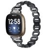 Cinturino in acciaio inossidabile ovale con diamanti per Fitbit Versa 3 (nero)