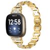 Cinturino in acciaio inossidabile ovale con diamanti per Fitbit Versa 3 (oro)