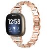 Cinturino in acciaio inossidabile ovale con diamanti per Fitbit Versa 3 (oro rosa)