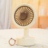 Ventilatore da tavolo USB per studenti, piccolo, con orecchie di animale sostituibili, batteria al litio multi-velocità, silenzioso, colore: orso beige